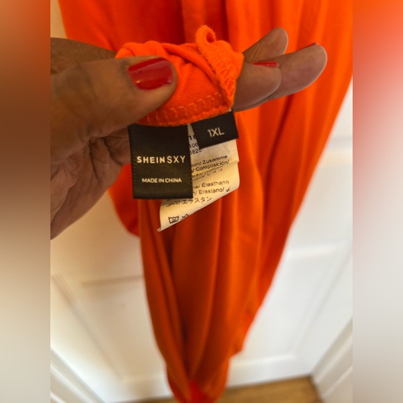 SHEIN SXY Neon Orange Criss-Cross Backless Cami Dress - Picture 7 of 9